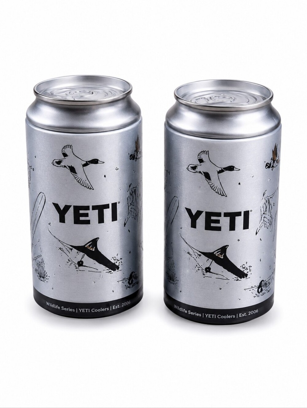 YETI Wildlife Series Rambler Colster Can Insulator Set of 2 Silver Duck Hunt